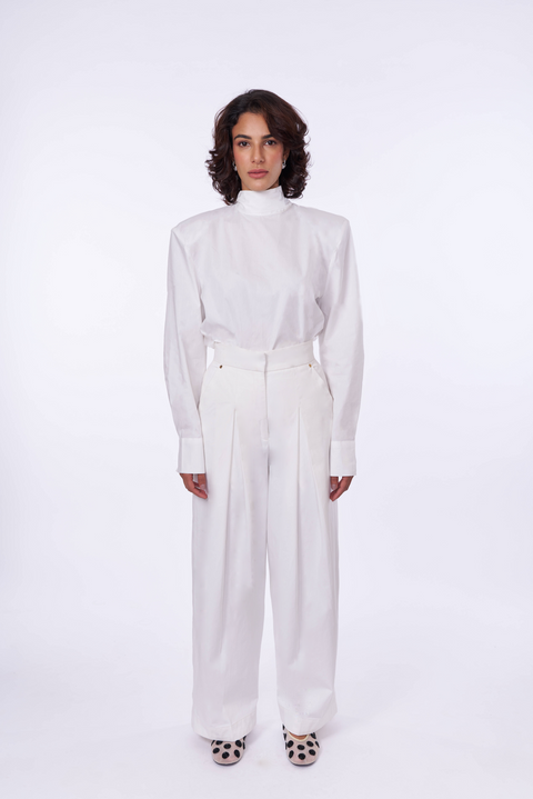 White Pleated Pants
