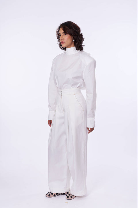 White Pleated Pants