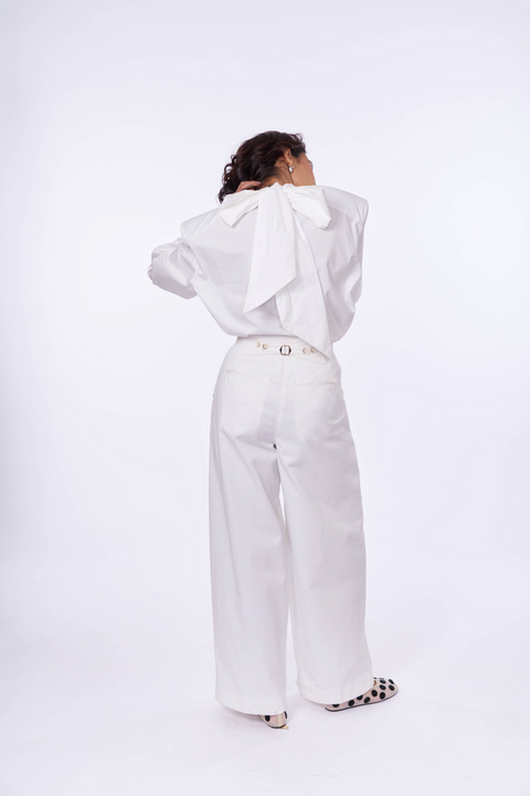 White Pleated Pants