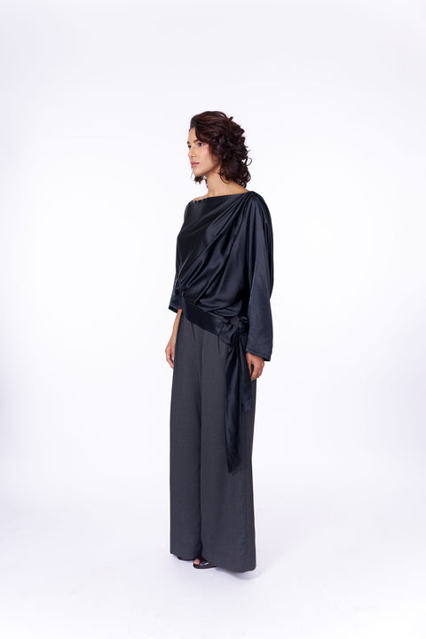 Draped Silk Blouse